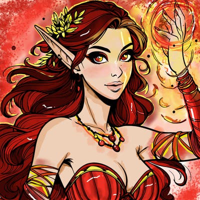 realistic elven woman glow magic wild chaos