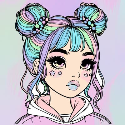 realistic girl with space buns