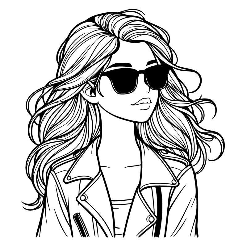 realistic girl with sunglasses