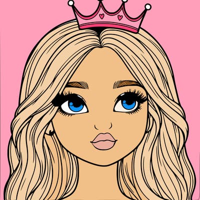 a realistic girl with a crown on