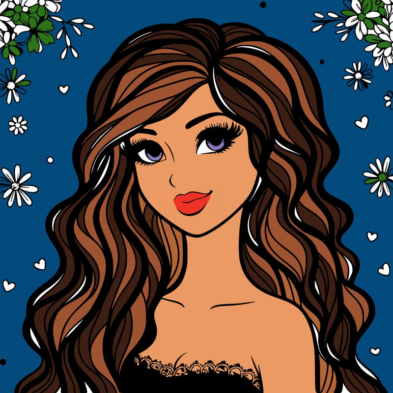 pretty woman with long wavy hair