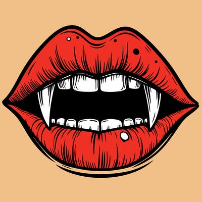 lips with vampire teeth