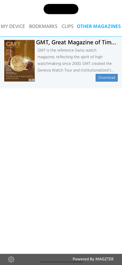 GMT German-English - Interface of the GMT watch magazine app highlighting a luxury timepiece issue