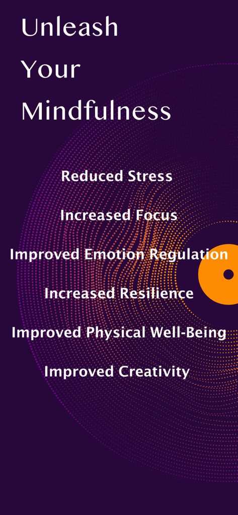 BrainWaves Binaural Beats - Promotional screen listing benefits of the BrainWaves app such as reduced stress and increased focus