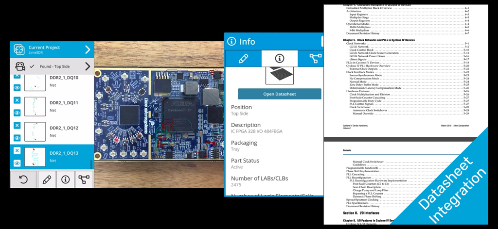 inspectAR PCB Tools - Augmented reality PCB debugging with component info and datasheet access