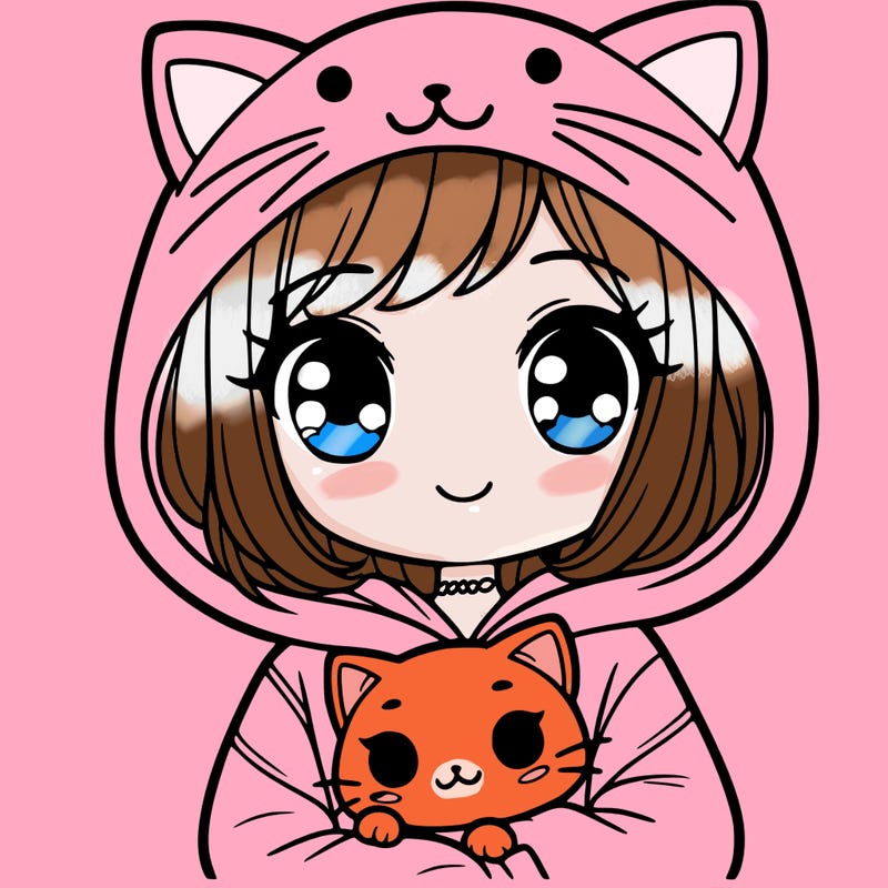 girl with cat hoodie