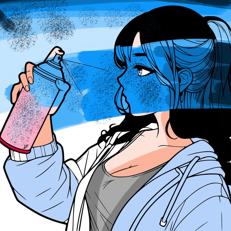 a realistic girl spray, painting