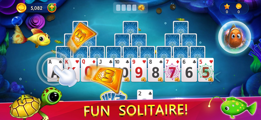 Solitaire UnderSea Tripeaks - Underwater solitaire tripeaks gameplay with colorful fish and playing cards