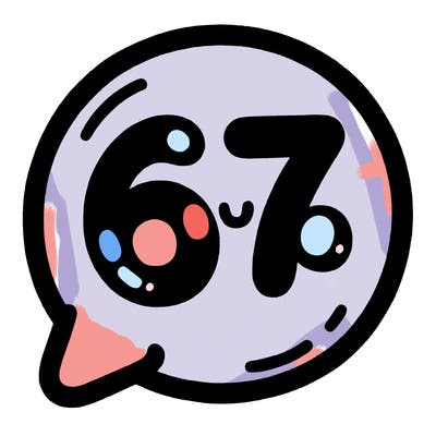bubble that says 67