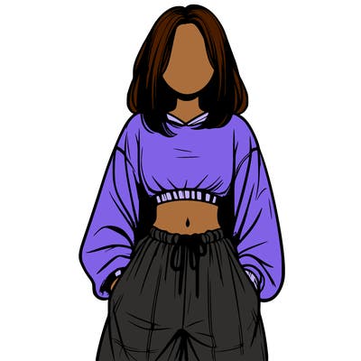 realistic girl faceless with baggy pants and a crop top
