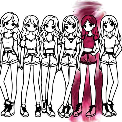 a group of girls wearing crop tops and shorts