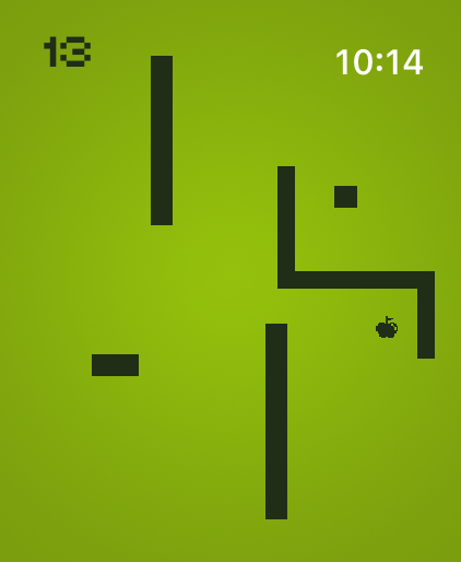 Snake - Classic - Classic snake game screenshot showing maze mode with retro pixel graphics and obstacles