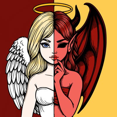 realistic angel half demon