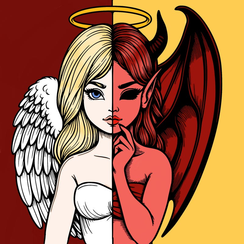 realistic angel half demon