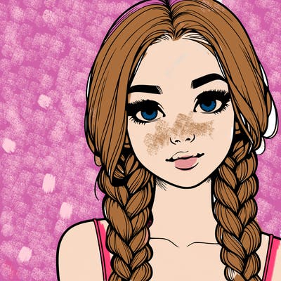 realistic girl with braids