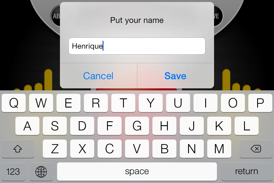 Speed Stacks Timer HD - Speed Stacks Timerアプリのデジタルキーボードを備えた名前入力ポップアップウィンドウ