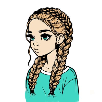 realistic girl with braids