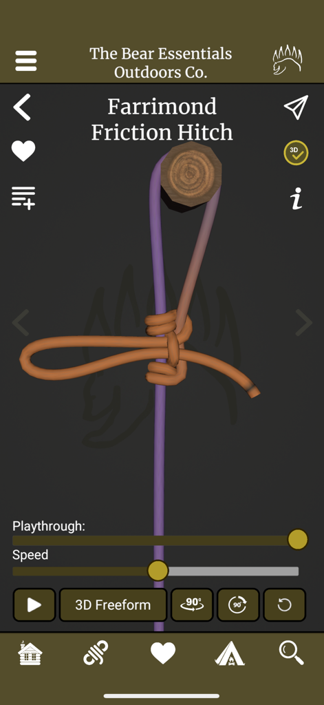 Tutoriel interactif en 3D d'un nœud de friction Farrimond