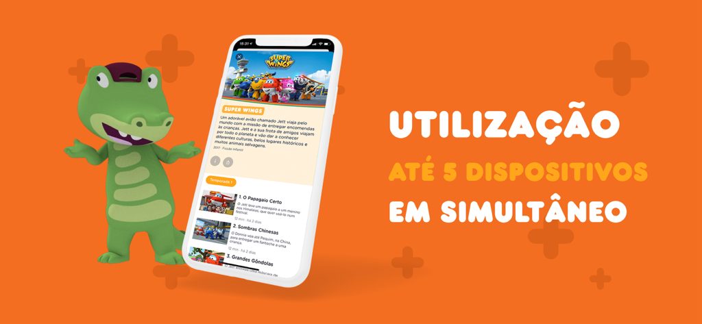 Interfaz de la aplicación Panda Plus en un smartphone resaltando el uso simultáneo en cinco dispositivos