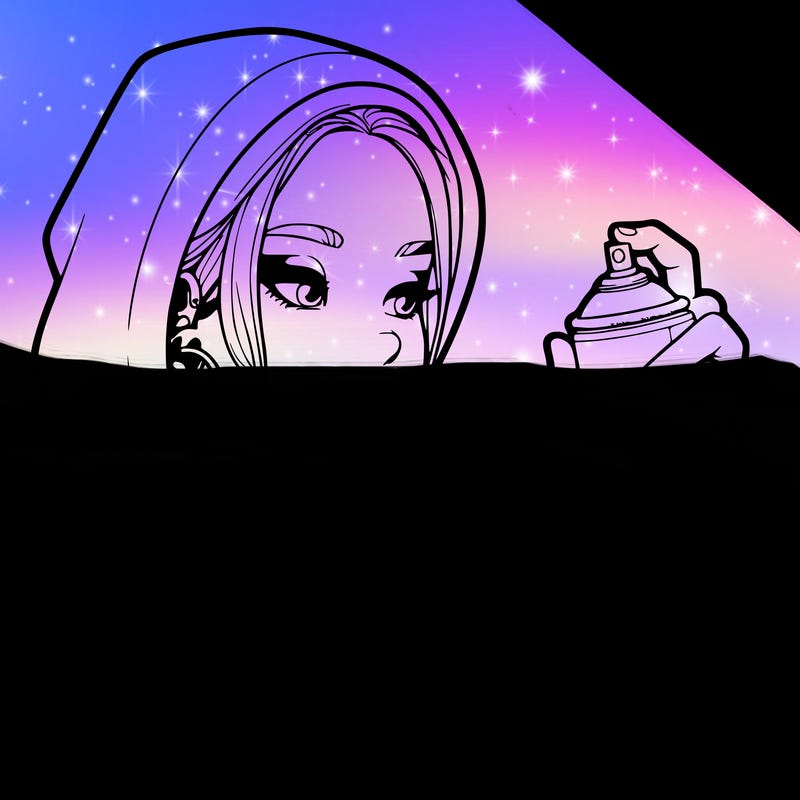 a realistic girl, spray painting