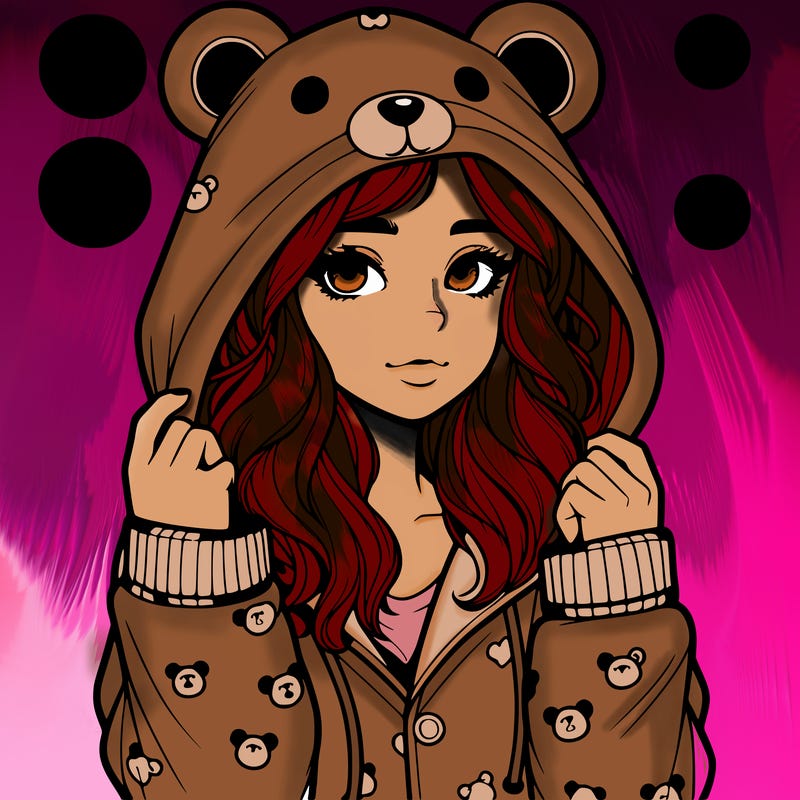 realistic girl in a animal pjs hoodie