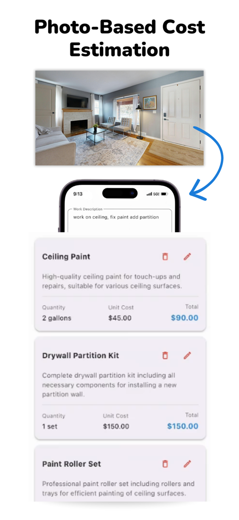 AI Invoice Maker - ServiFocus - AI powered photo based cost estimation for contractor invoices