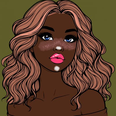 realistic girl with wavy hair and lips