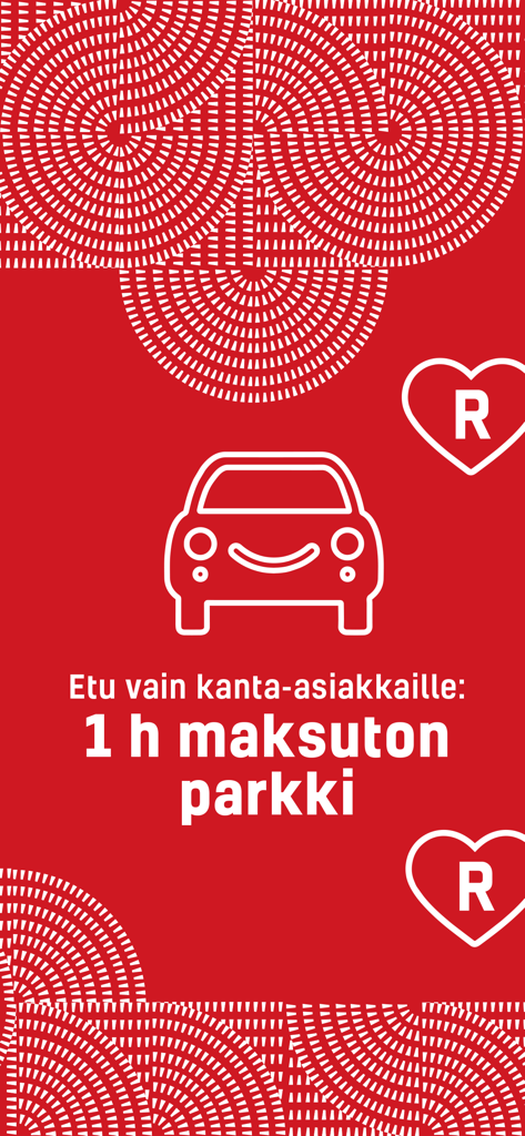 Pantalla promocional de la aplicación Ratina que ofrece una hora de estacionamiento gratuito para miembros de lealtad.