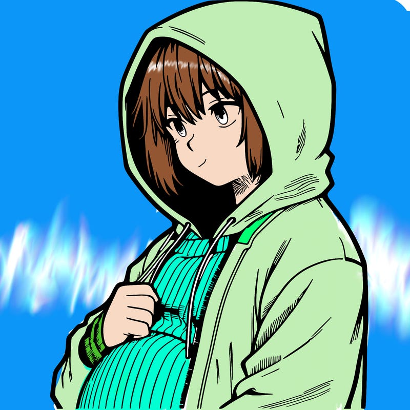 manga pregnant girl in a hoody