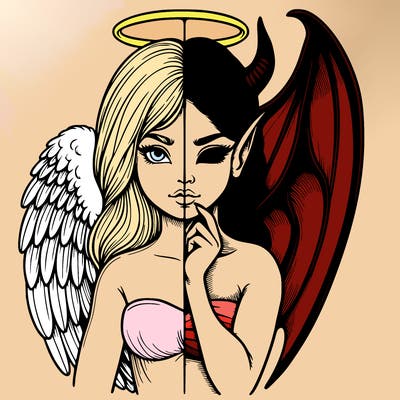 realistic angel half demon