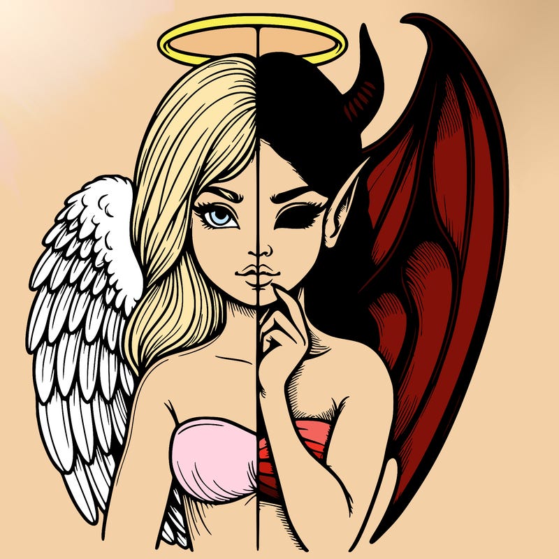 realistic angel half demon