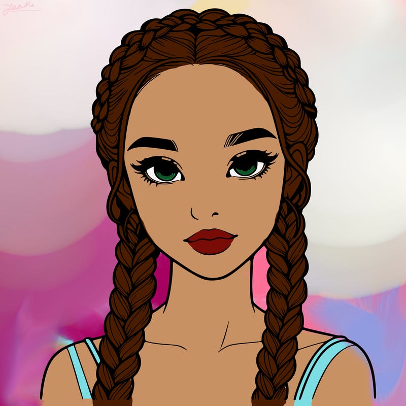 realistic girl with braids