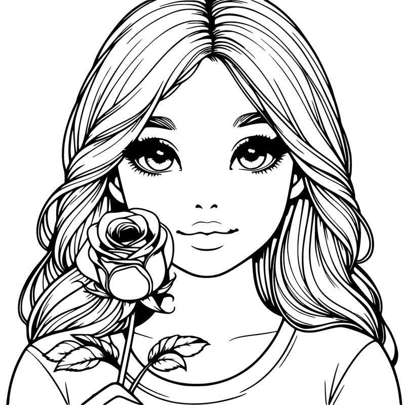 realistic girl with rose