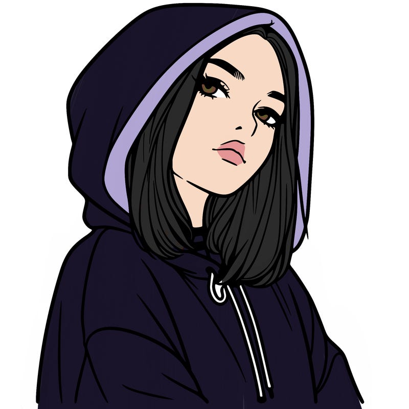 a realistic girl in a hoodie