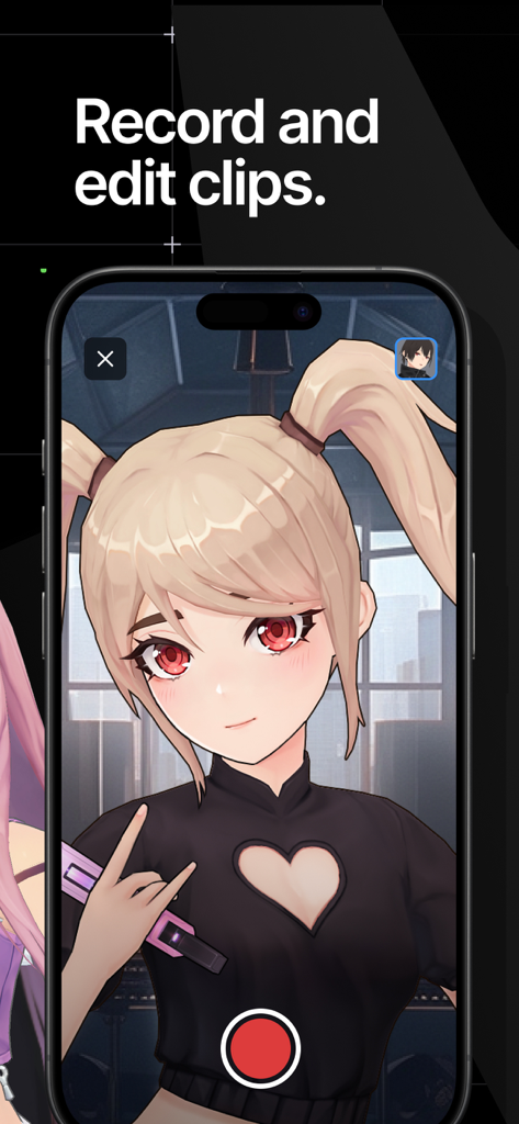 Hyper: VTuber Studio - Una captura de pantalla de la aplicación Hyper VTuber Studio mostrando una avatar de chica anime rubia en una interfaz de grabación