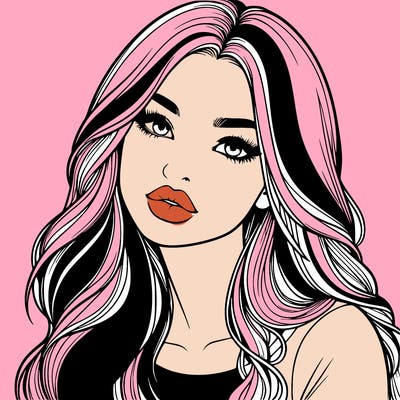 realistic girl with hair on her hair and lips