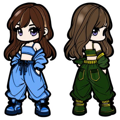 girl in crop top and baggy pants