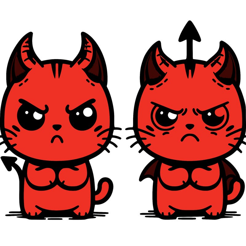 angry cats with devil horns