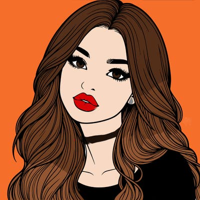 realistic girl with hair on her hair and lips