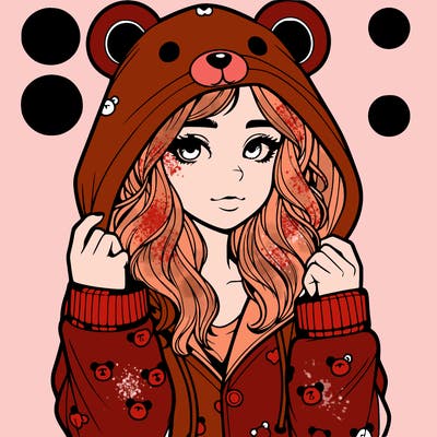 realistic girl in a animal pjs hoodie
