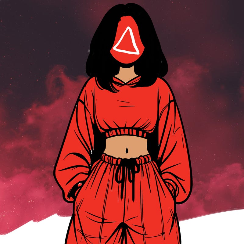 realistic girl faceless with baggy pants and a crop top