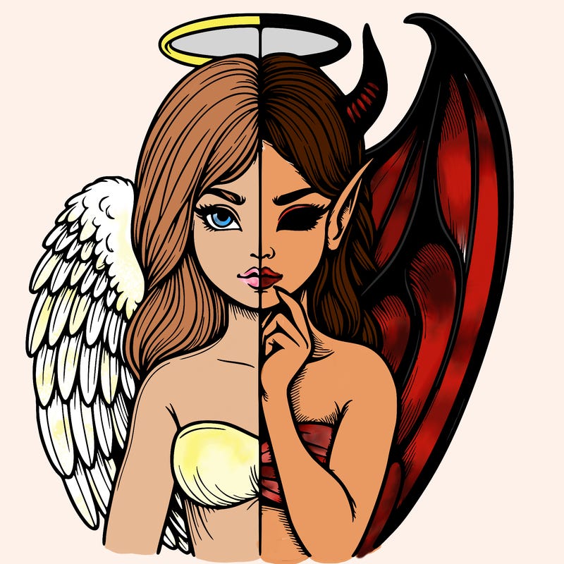 realistic angel half demon