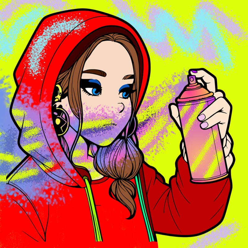 a realistic girl, spray painting