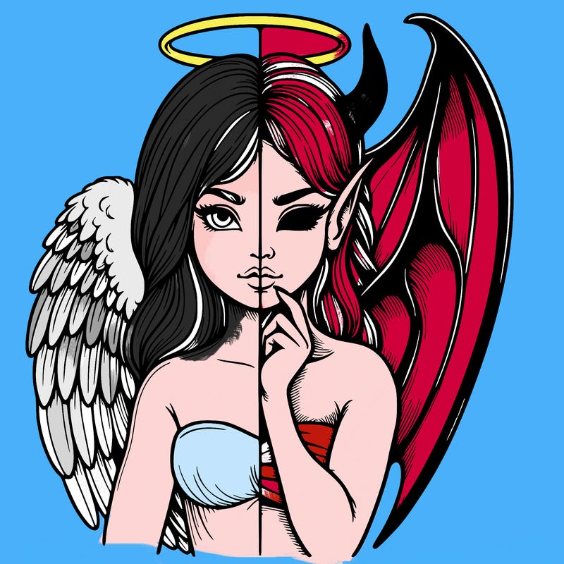 realistic angel half demon