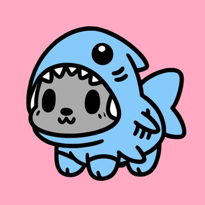 cute dog wearing a shark costume