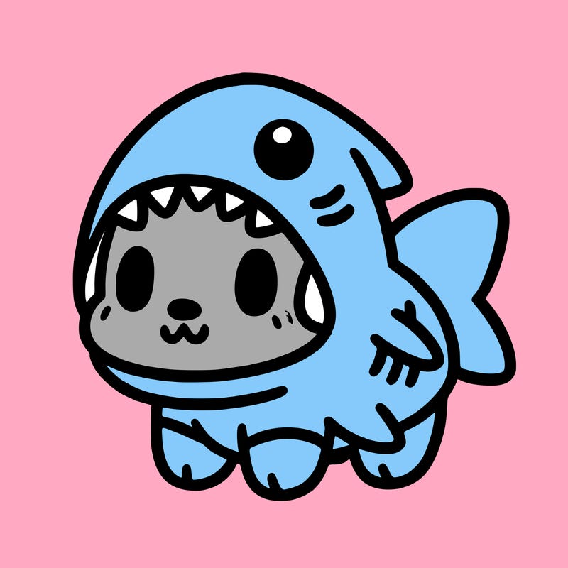 cute dog wearing a shark costume