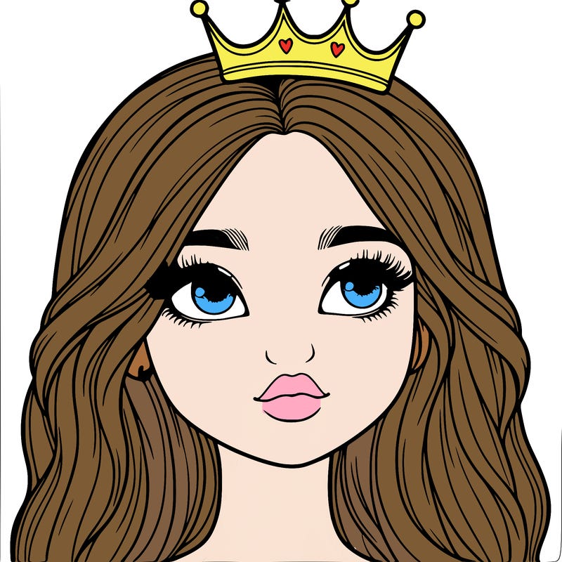 a realistic girl with a crown on