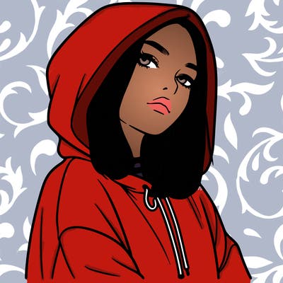 a realistic girl in a hoodie