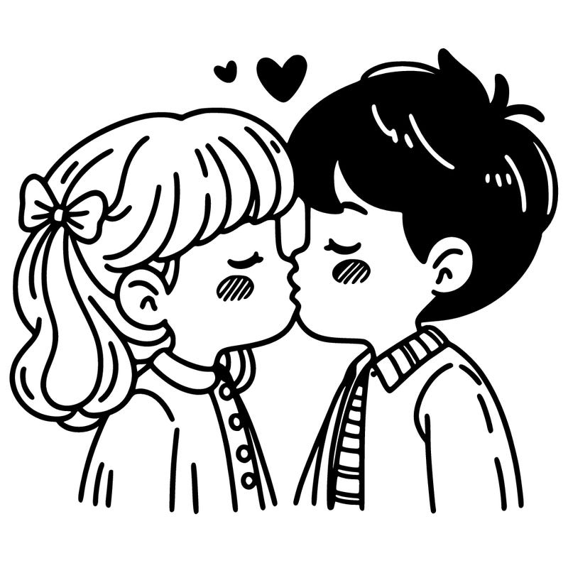 girl and boy kissing