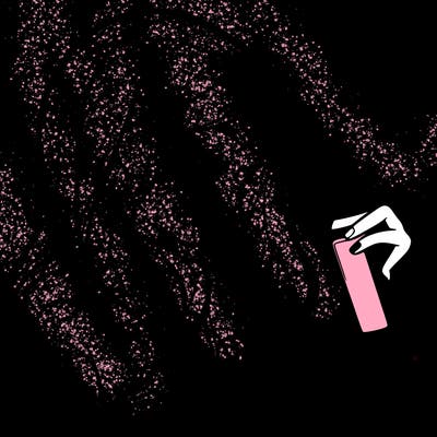 a realistic girl spray painting